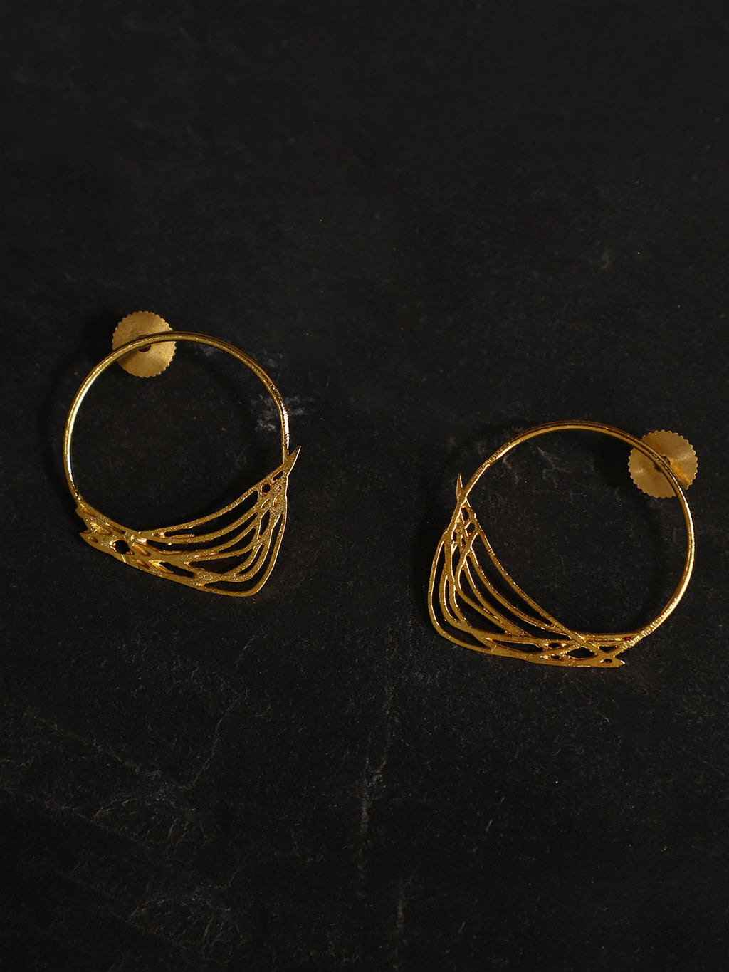 Gold Plated Abstract Ring Studs, Earrings - Shopberserk