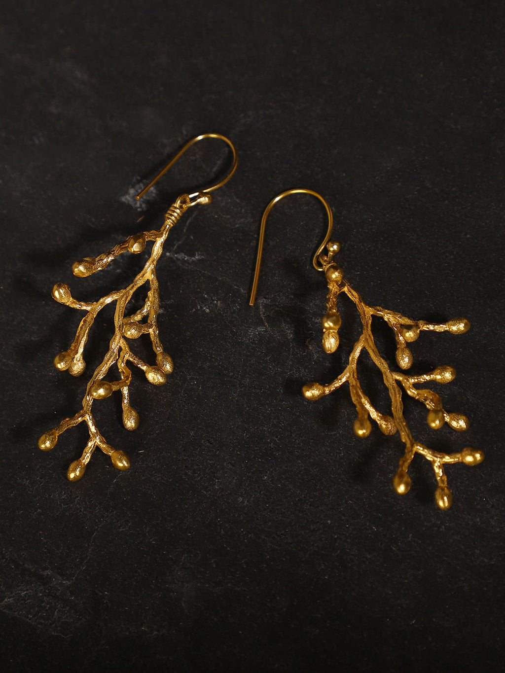 Gold Plated Vine Cluster Loops, Earrings - Shopberserk
