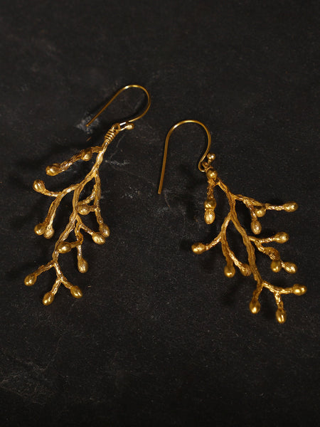 Gold Plated Vine Cluster Loops