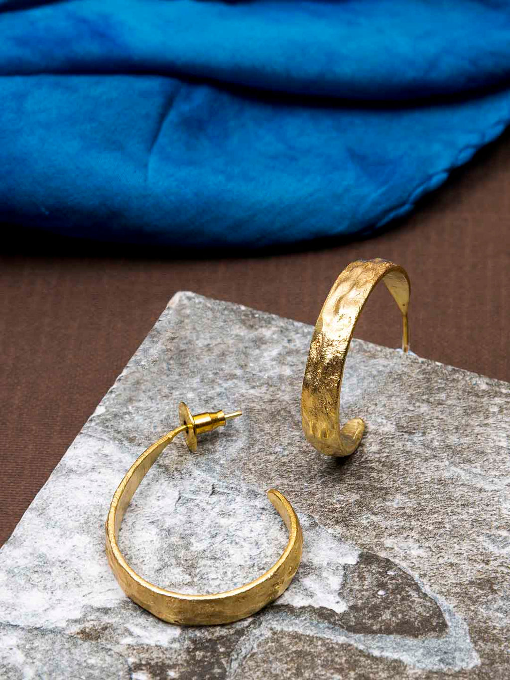 Gold Plated Oval Half Hoops, Earrings - Shopberserk