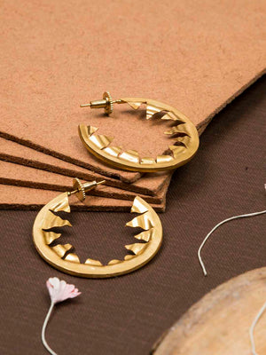 Gold Plated Triangle Cut Out Hoops, Earrings - Shopberserk