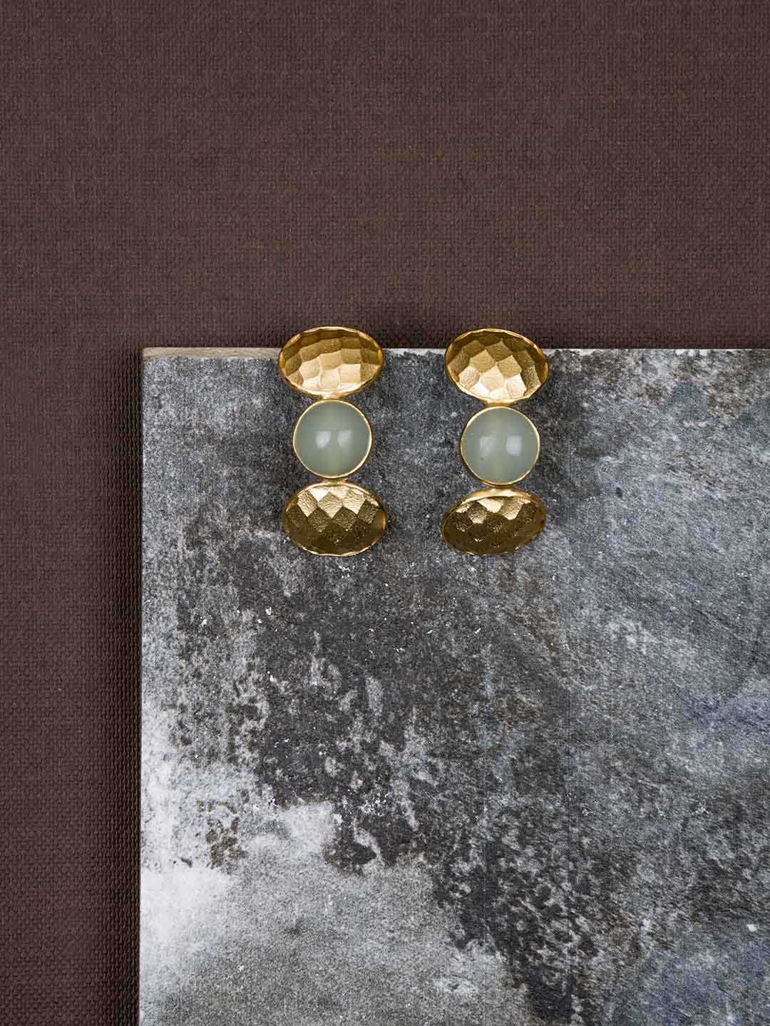 Gold Plated Moonstone Half Hoops, Earrings - Shopberserk
