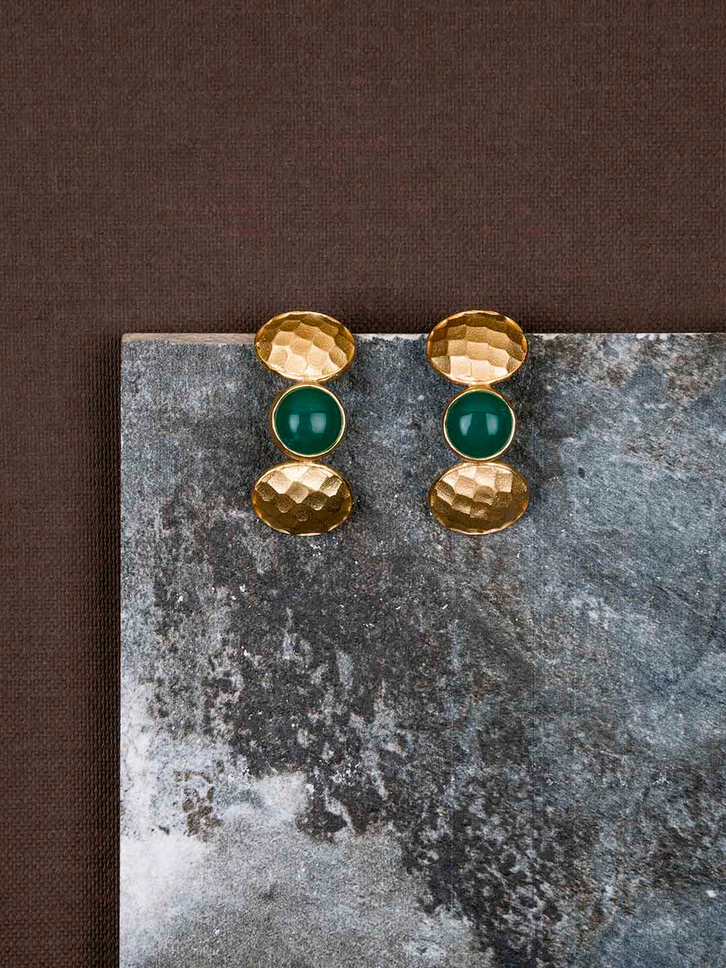 Gold Plated Jade Half Hoops, Earrings - Shopberserk