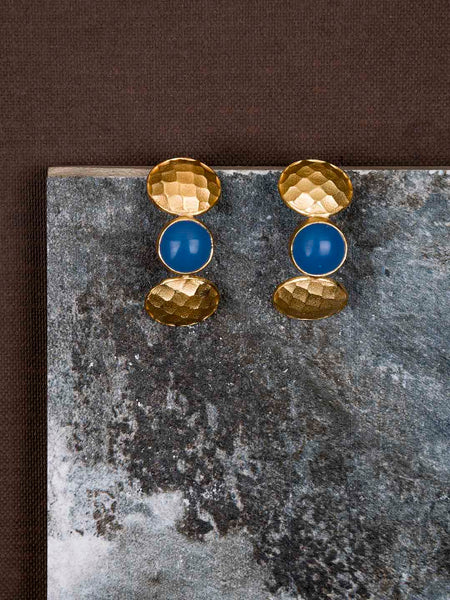 Gold Plated Lapis Half Hoops