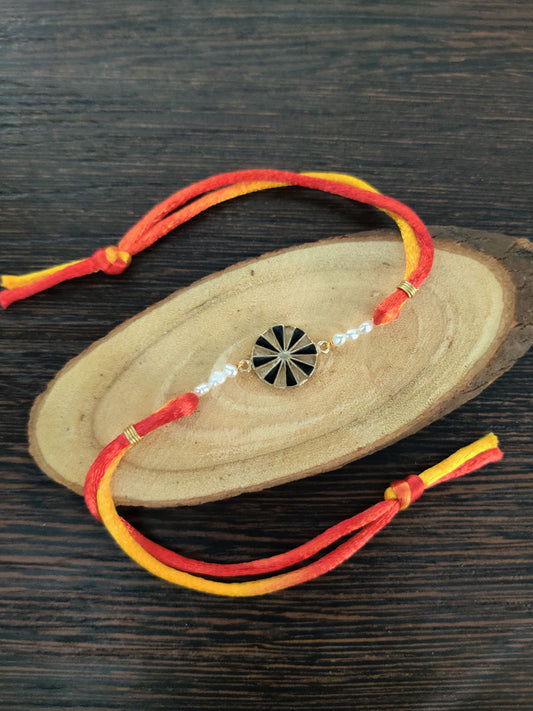 Gold Plated Wheel Rakhi, Bracelets - Shopberserk