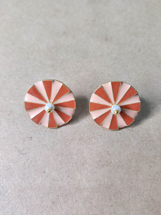 Gold Plated Peach Wheel Studs, Earrings - Shopberserk