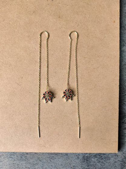 Gold Plated Marsala Long Drop Earrings, Earrings - Shopberserk