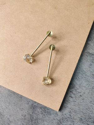 Gold Plated Citrine Stick Studs, Earrings - Shopberserk