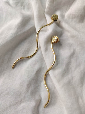 Gold Plated Thread Sticks, Earrings - Shopberserk