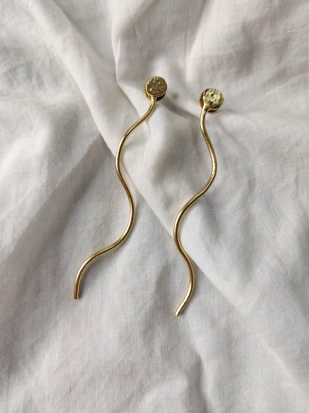 Gold Plated Thread Sticks, Earrings - Shopberserk