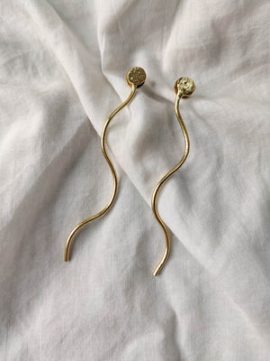 Gold Plated Thread Sticks, Earrings - Shopberserk