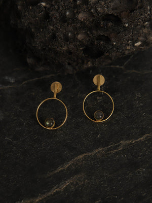 Gold Plated Labradorite Ring Studs, Earrings - Shopberserk
