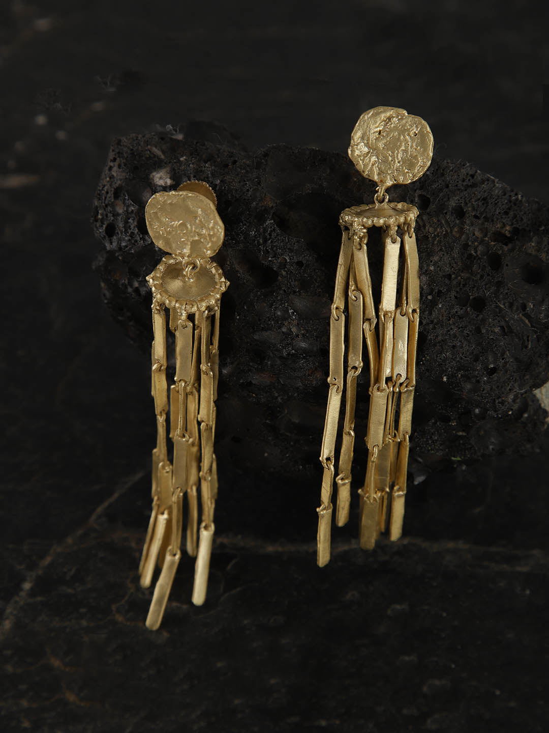 Gold Plated Chandeliar Danglers, Earrings - Shopberserk