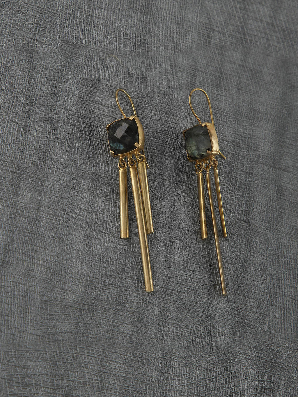 Gold Plated Labradorite Tassel Loops, Earrings - Shopberserk