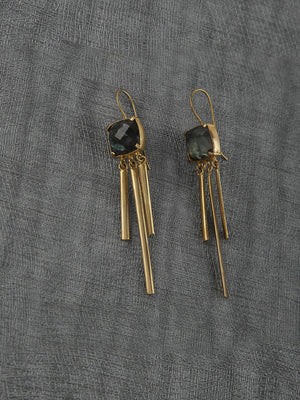 Gold Plated Labradorite Tassel Loops, Earrings - Shopberserk
