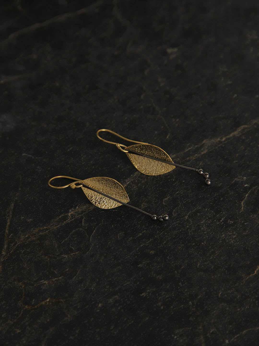 Gold Plated Leaf Loops, Earrings - Shopberserk