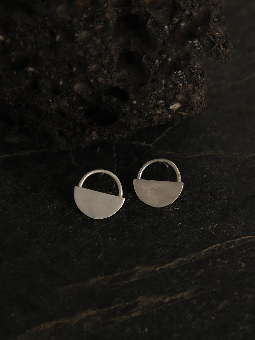 Silver Plated Half Moon Studs, Earrings - Shopberserk