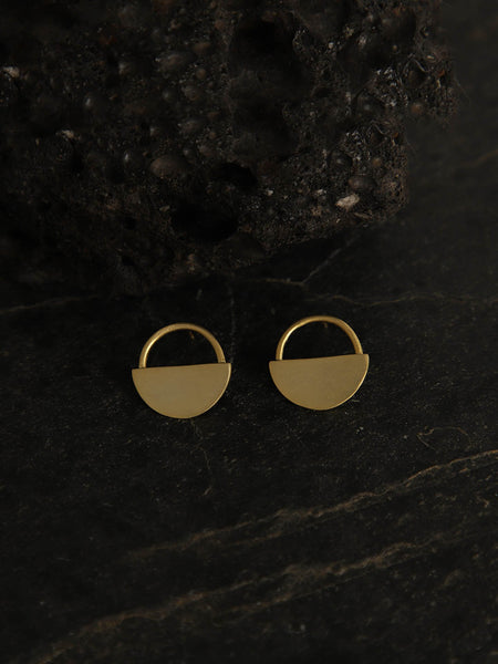 Gold Plated Half Moon Studs