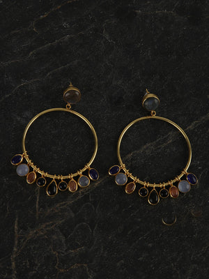 Gold Plated Multistone Hoops, Earrings - Shopberserk