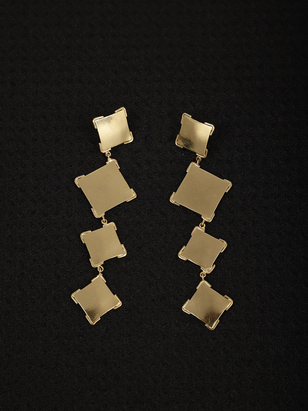 Gold Plated Rhombus Danglers, Earrings - Shopberserk