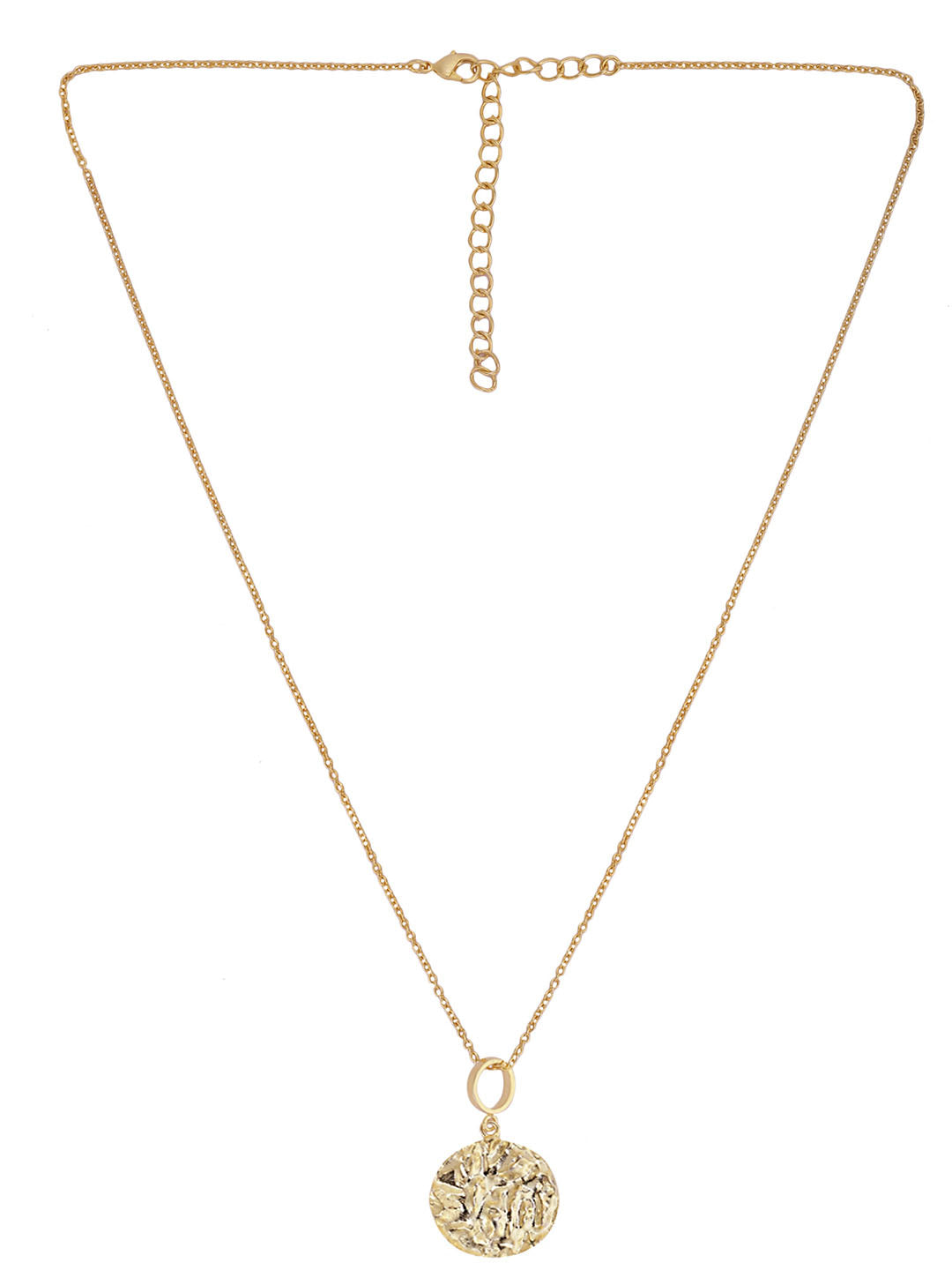 Gold Plated Textured Circular Necklace, Neckpiece - Shopberserk