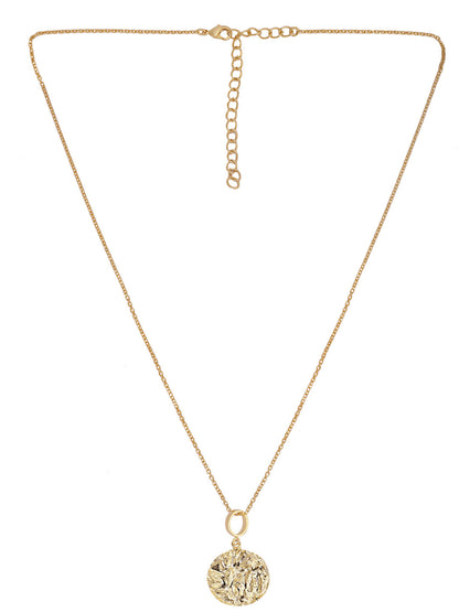 Gold Plated Textured Circular Necklace, Neckpiece - Shopberserk