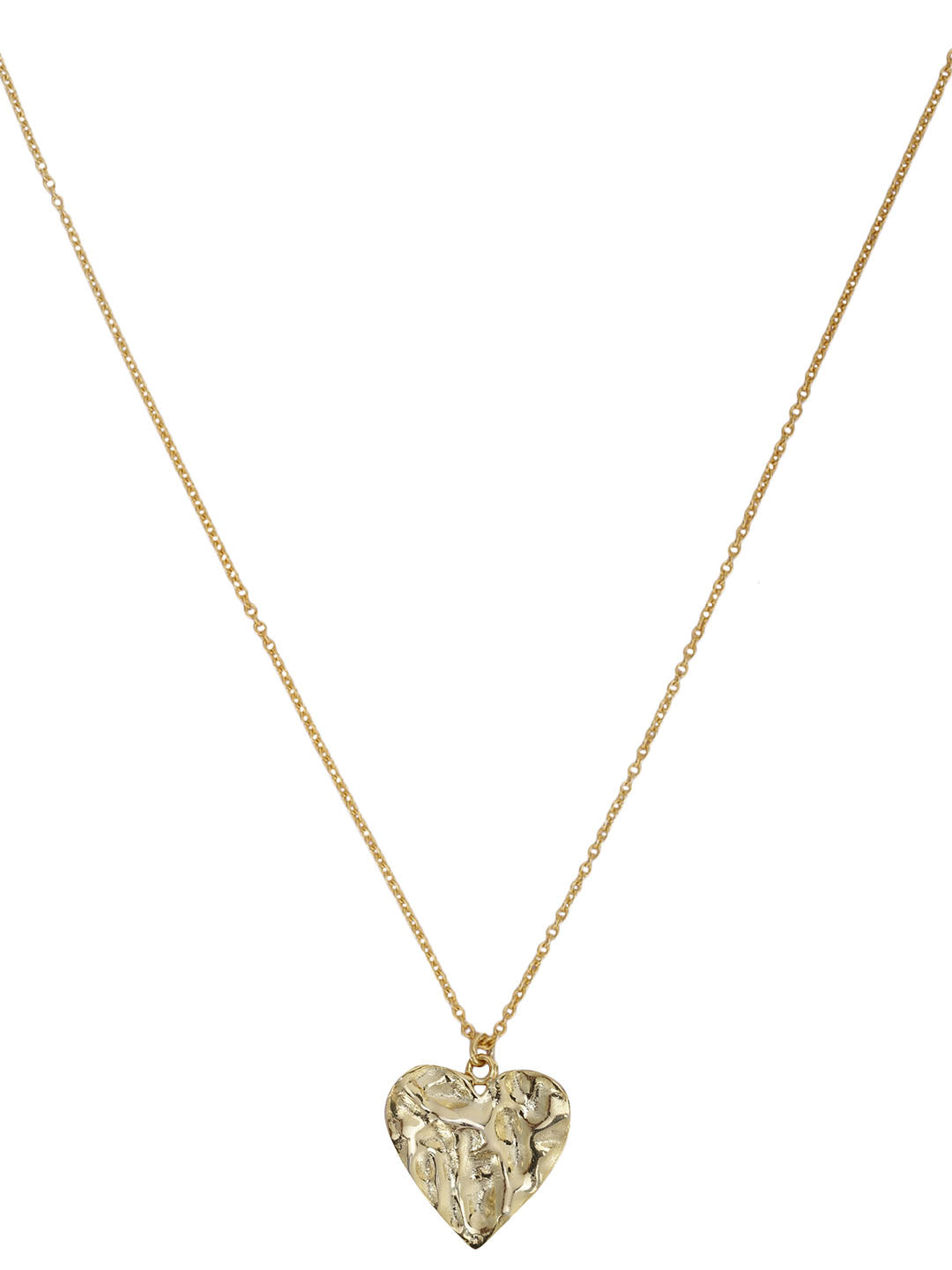 Gold Plated Textured Heart Necklace, Neckpiece - Shopberserk