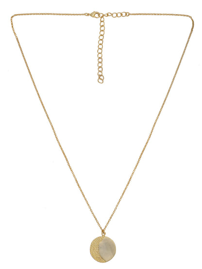 Gold Plated Textured Halfmoon Necklace, Neckpiece - Shopberserk