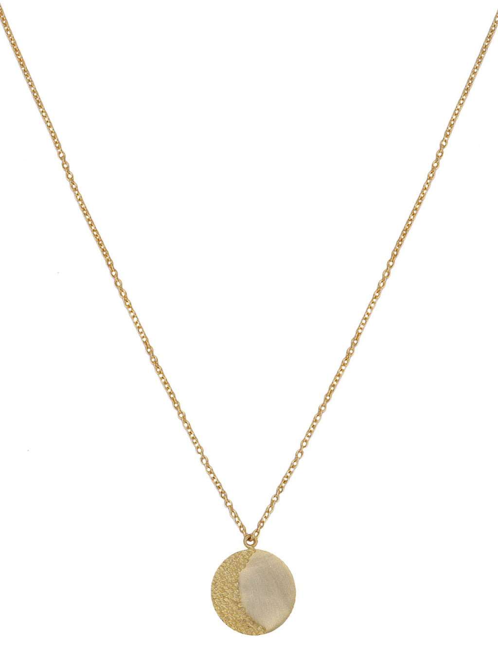 Gold Plated Textured Halfmoon Necklace, Neckpiece - Shopberserk