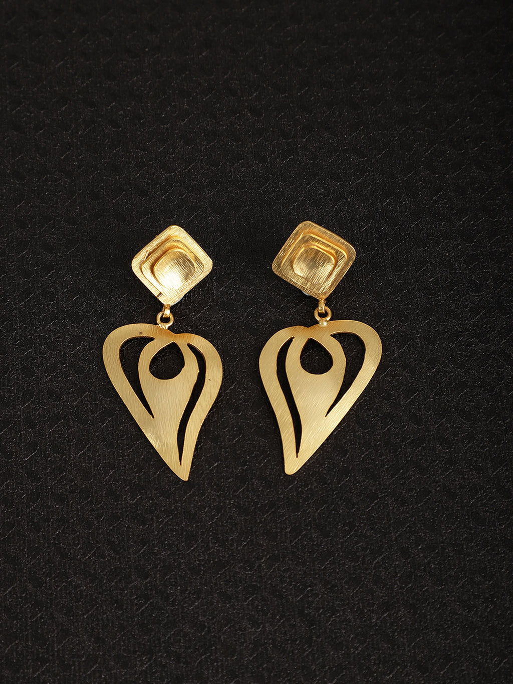 Gold Plated Teardrop Danglers, Earrings - Shopberserk