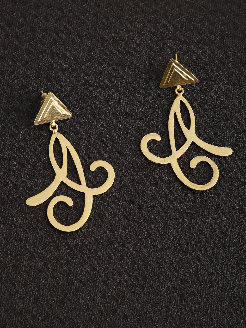 Gold Plated Carved Drop Danglers, Earrings - Shopberserk