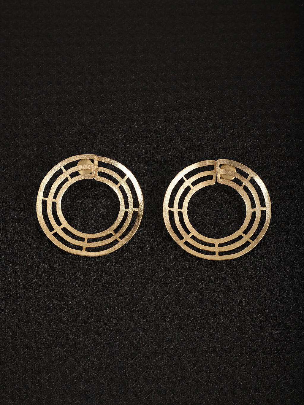 Gold Plated Geometric Disc Studs, Earrings - Shopberserk