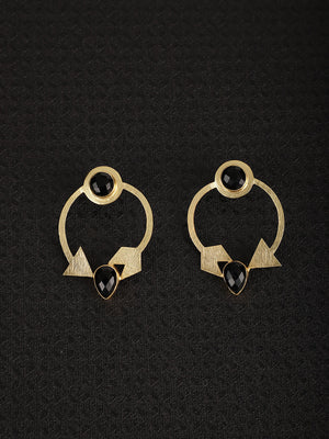 Gold Plated Onyx Earrings, Earrings - Shopberserk