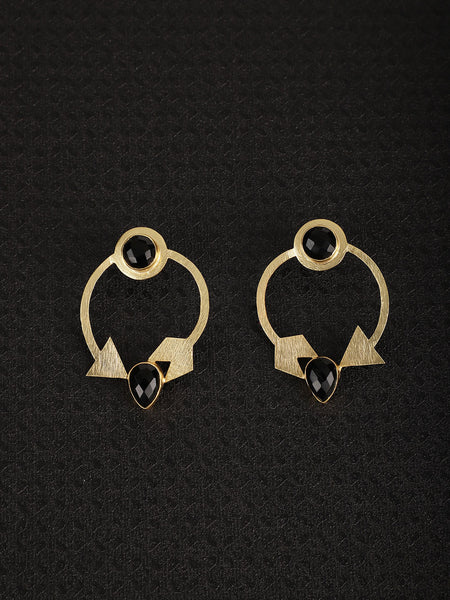 Gold Plated Onyx Earrings