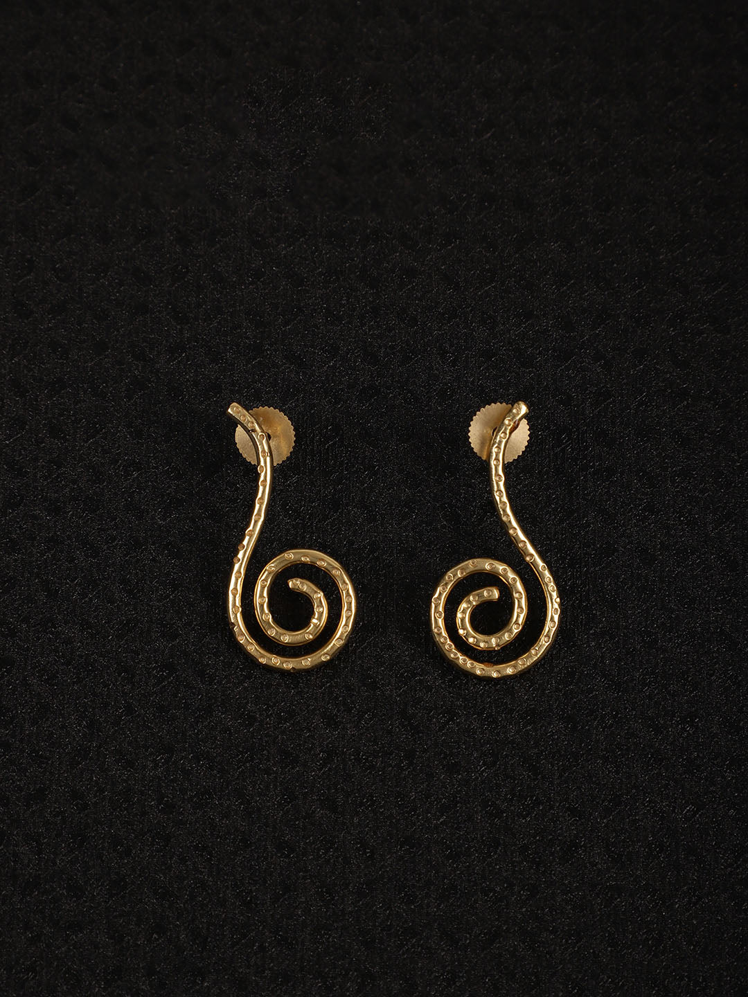 Gold Plated Long Spiral Studs, Earrings - Shopberserk