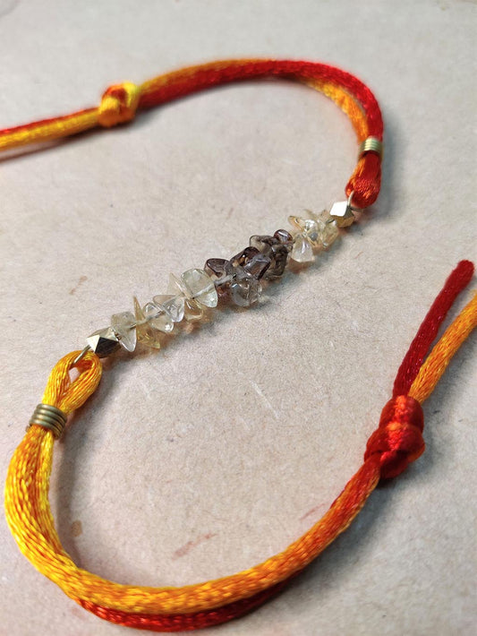 Citrine-Smoky Quartz Rakhi, Bracelets - Shopberserk